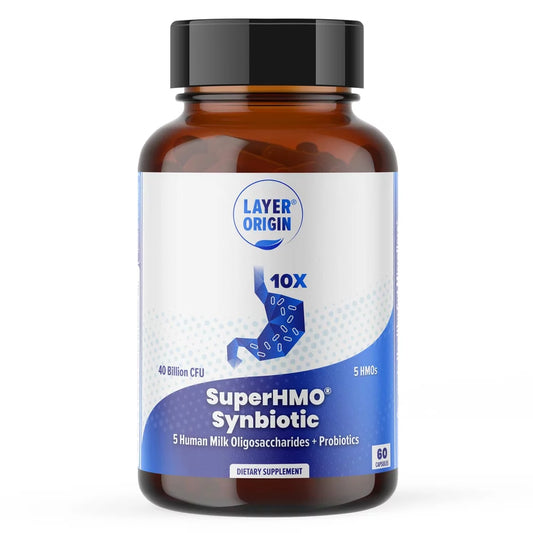 SuperHMO® Synbiotic Capsules: 5 HMOs +10 Probiotics - 60 capsules | Layer Origin