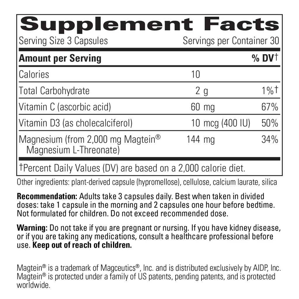 Magtein® L-Threonate Plus - 90 Capsules | Integrative Therapeutics