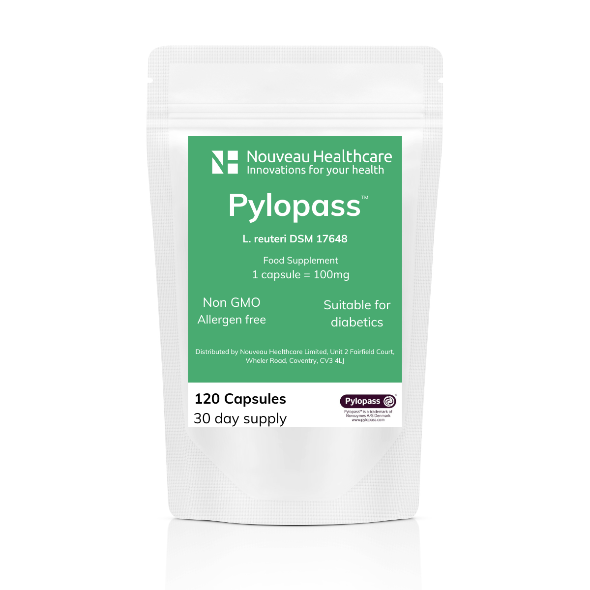 Pylopass (L. reuteri DSM 17648) - 120 Capsules | Nouveau Health