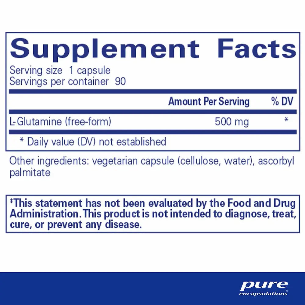L-Glutamine 500mg - 90 Capsules | Pure Encapsulations