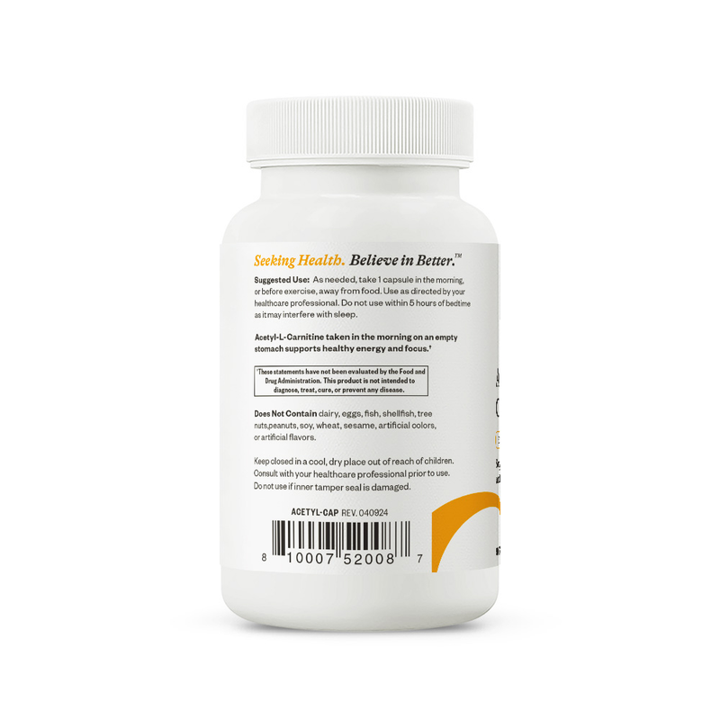 Acetyl-L-Carnitina 500mg - 90 Cápsulas | Seeking Health