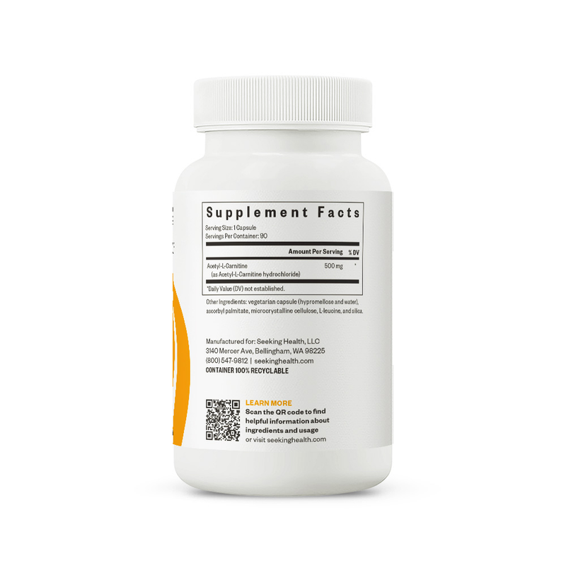 Acetyl-L-Carnitina 500mg - 90 Cápsulas | Seeking Health