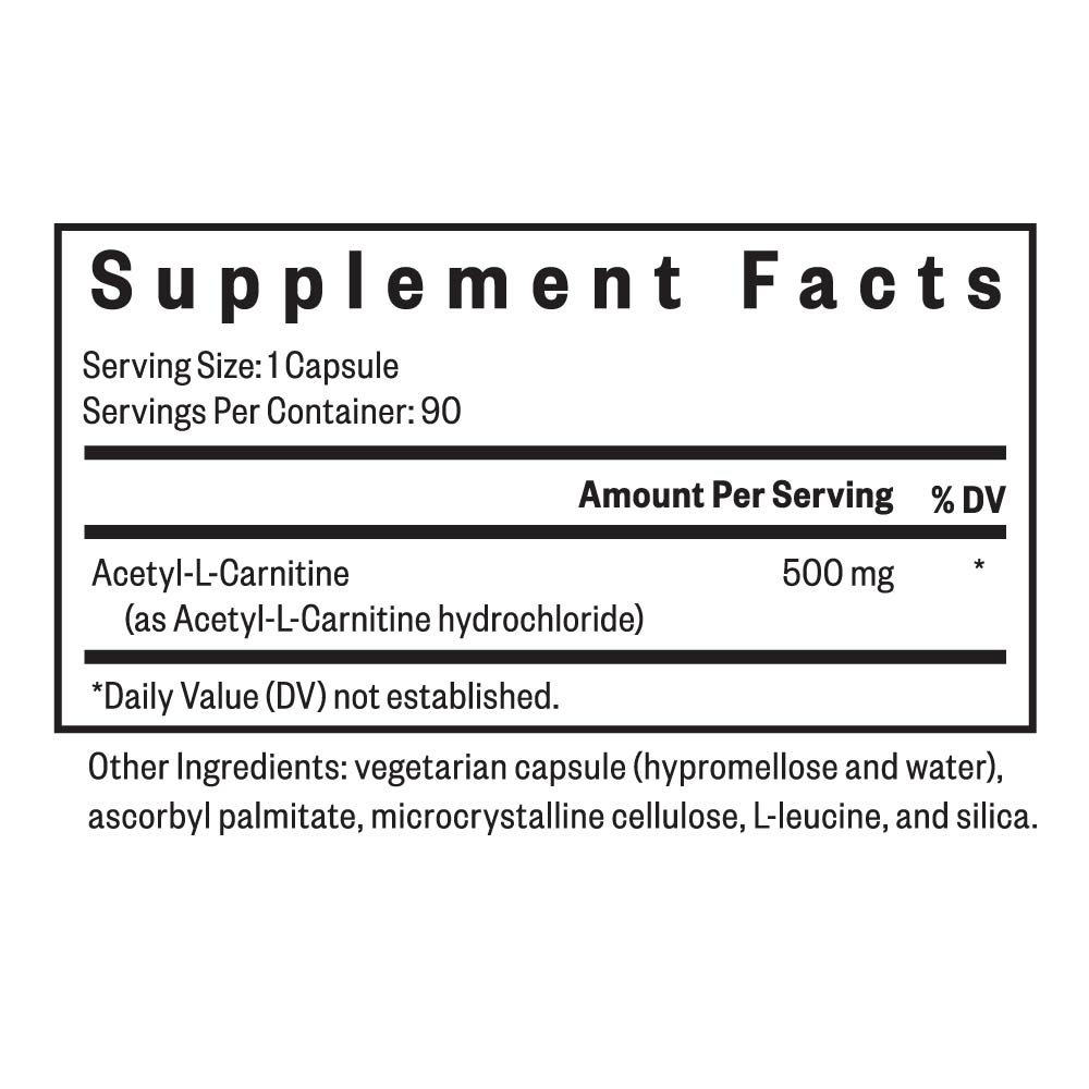 Acetyl-L-Carnitine 500mg - 90 Capsules | Seeking Health
