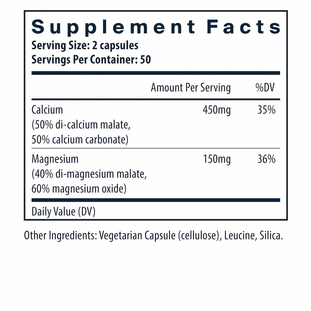 Calcium & Magnesium - 100 Capsules | Vital Nutrients