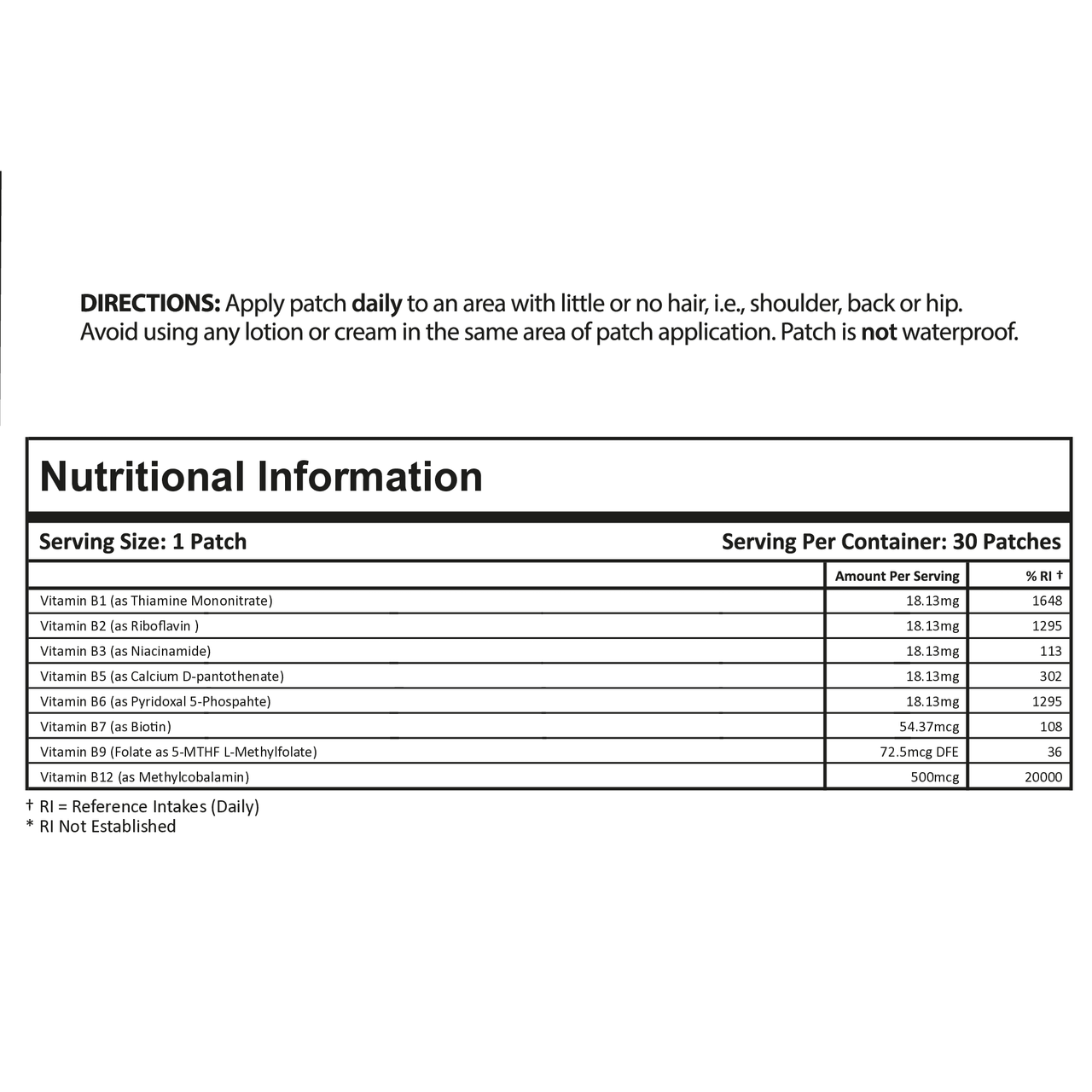 B12 Energy Plus (Topical Patch 30 Day Supply) - 30 Patches | PatchMD