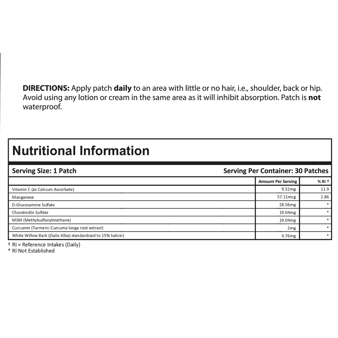 Γλυκοζαμίνη & Χρονδροϊτίνη (Επιθετικό Επίθεμα 30 Ημερών) - 30 Επιθέματα | PatchMD