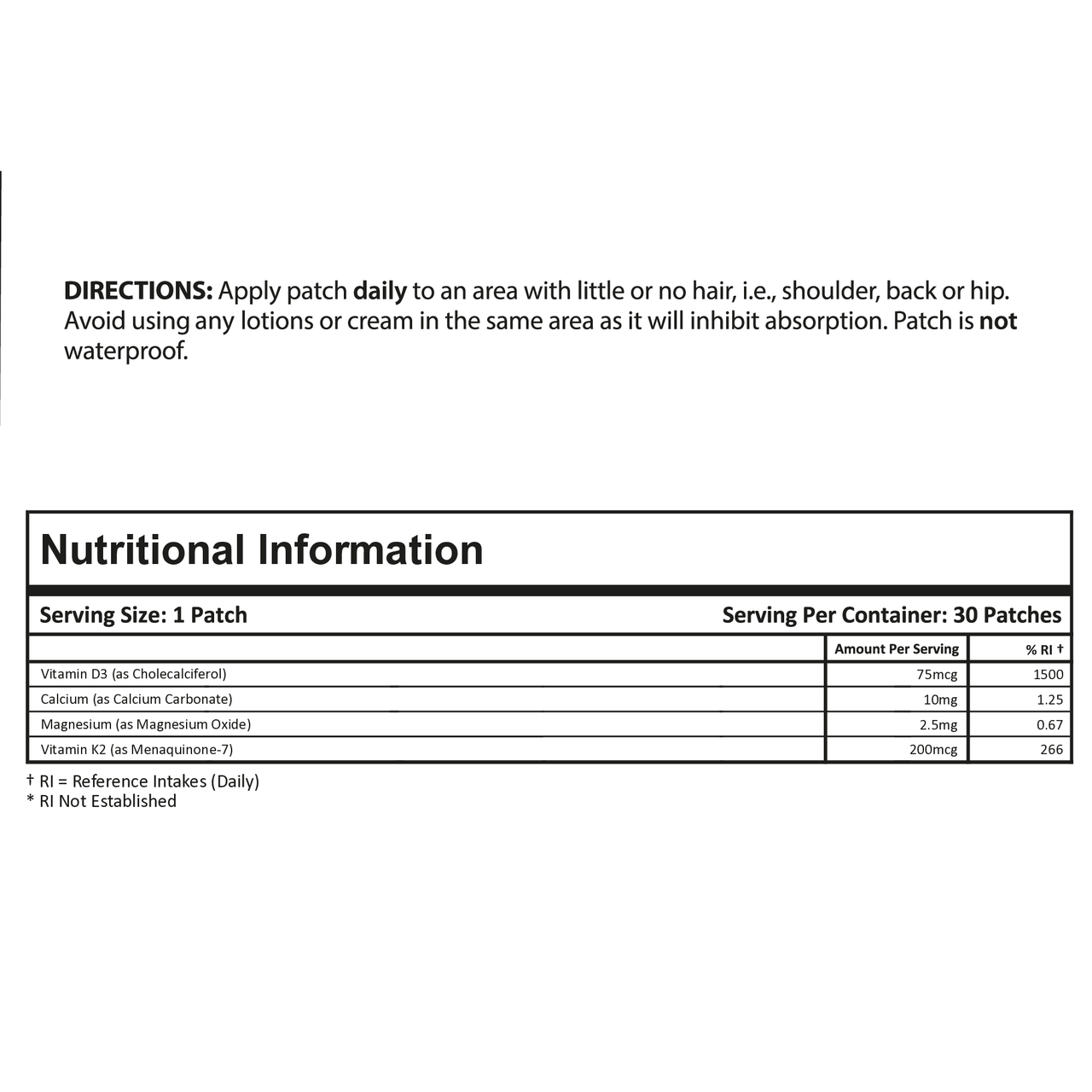 Vitamin D3/K2 Plus (Topical Patch 30 Day Supply) - 30 Patches | PatchMD