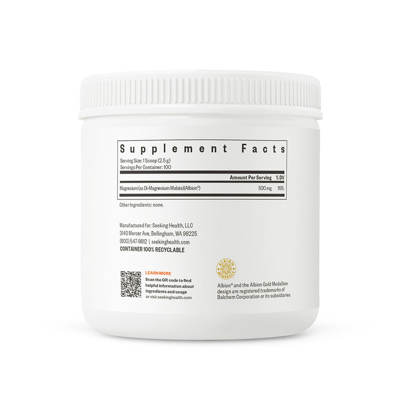 Polvo de Malato de Magnesio 500mg - 250g | Seeking Health