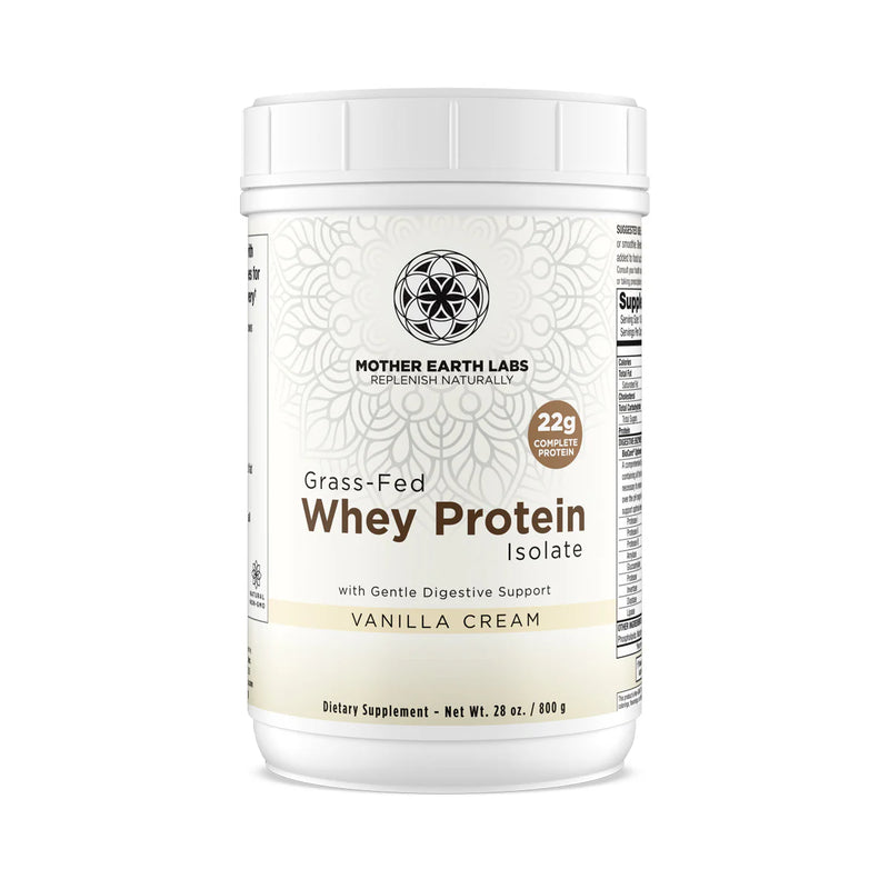 Grass-Fed Whey Protein Isolate (Vanilla Cream Flavour) - 800g| Mother Earth Labs Inc
