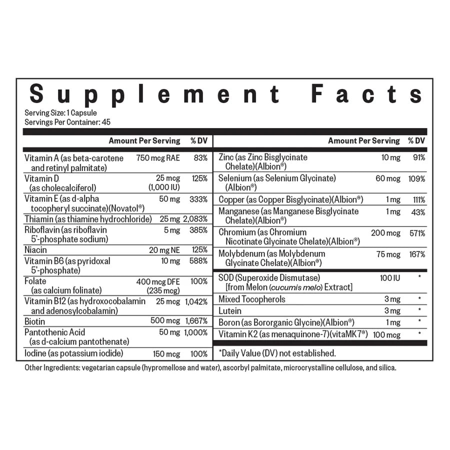 Optimal Multivitamin Minus One | 45 Capsule | Seeking Health