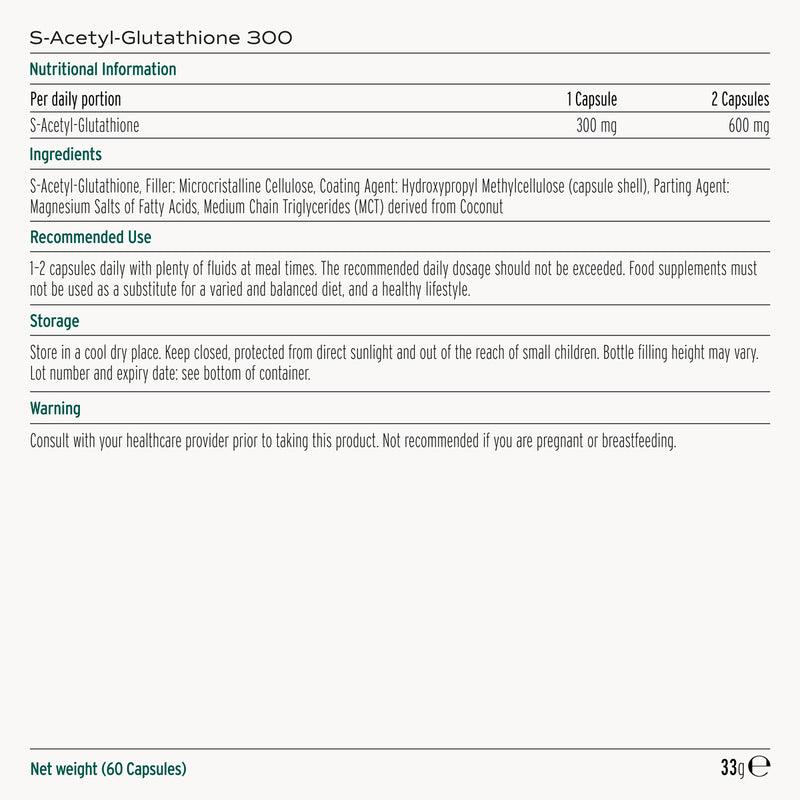 S-Acetyl-Glutathione 300 - 60 Capsules | Oxidatieve Stressbescherming | MakeWell