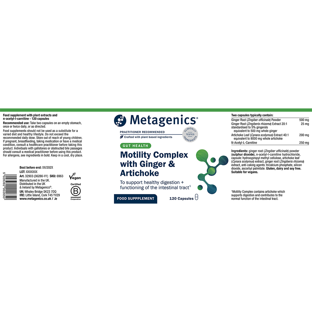 Motility Complex with Ginger + Artichoke - 120 Capsules | Metagenics