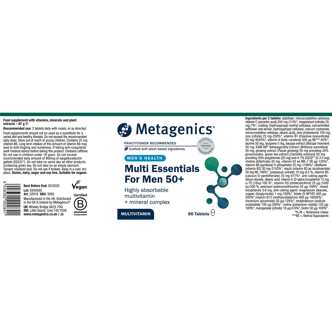 Multi Essentials For Men 50+ - 60 Tablets | Metagenics