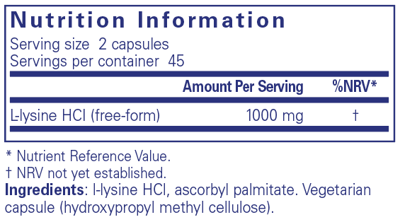 L-lysine - 90 capsules | Zuivere inkapselingen