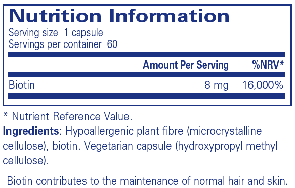 Biotine 8 mg - 60 capsules | Zuivere inkapselingen