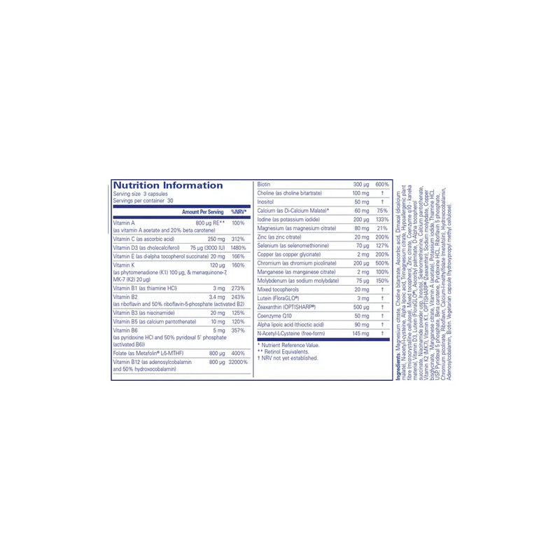 PureGenomics UltraMultivitamin - 90 Kapseln | Pure Encapsulations