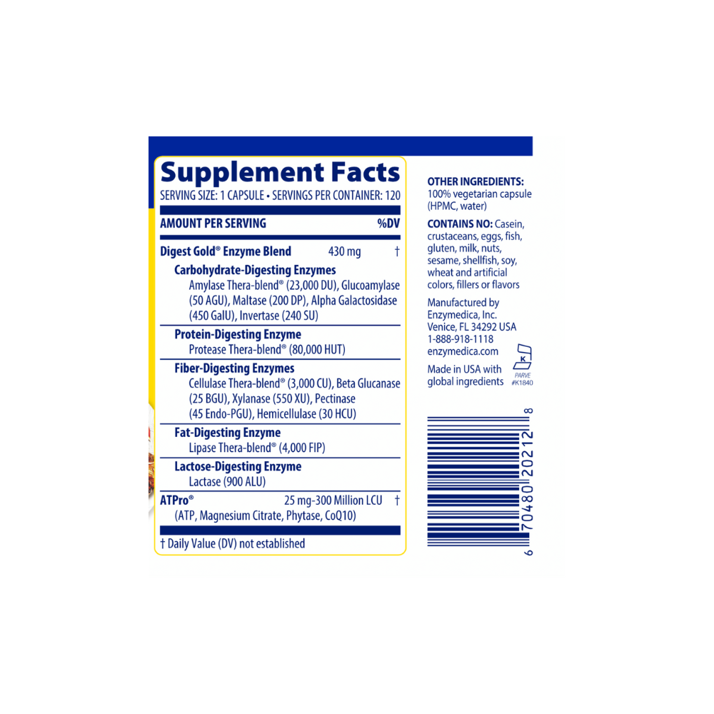 Digest Gold - 180 Capsules - Enzymedica