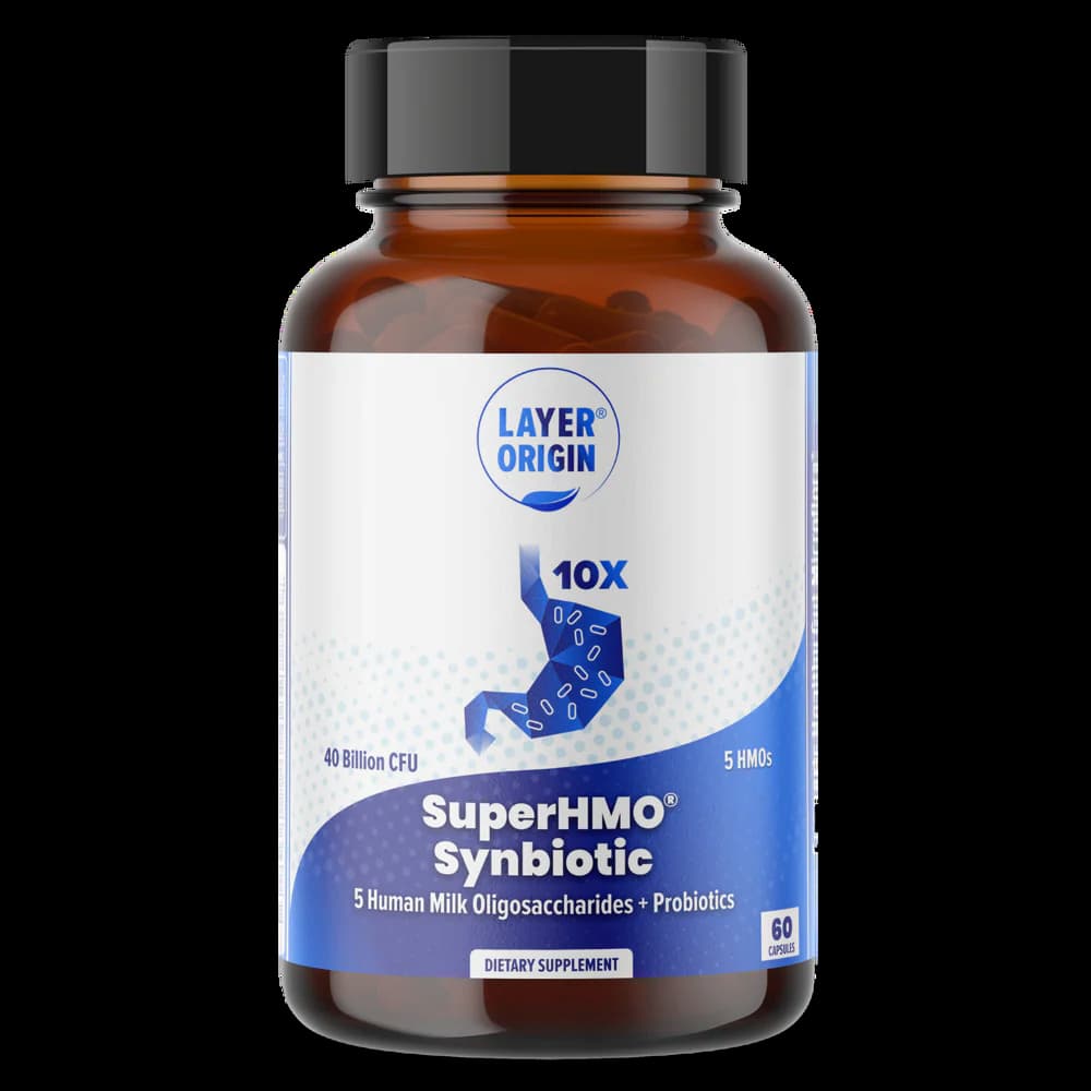 SuperHMO® Synbiotic Capsules: 5 HMOs +10 Probiotics - 60 capsules | Layer Origin