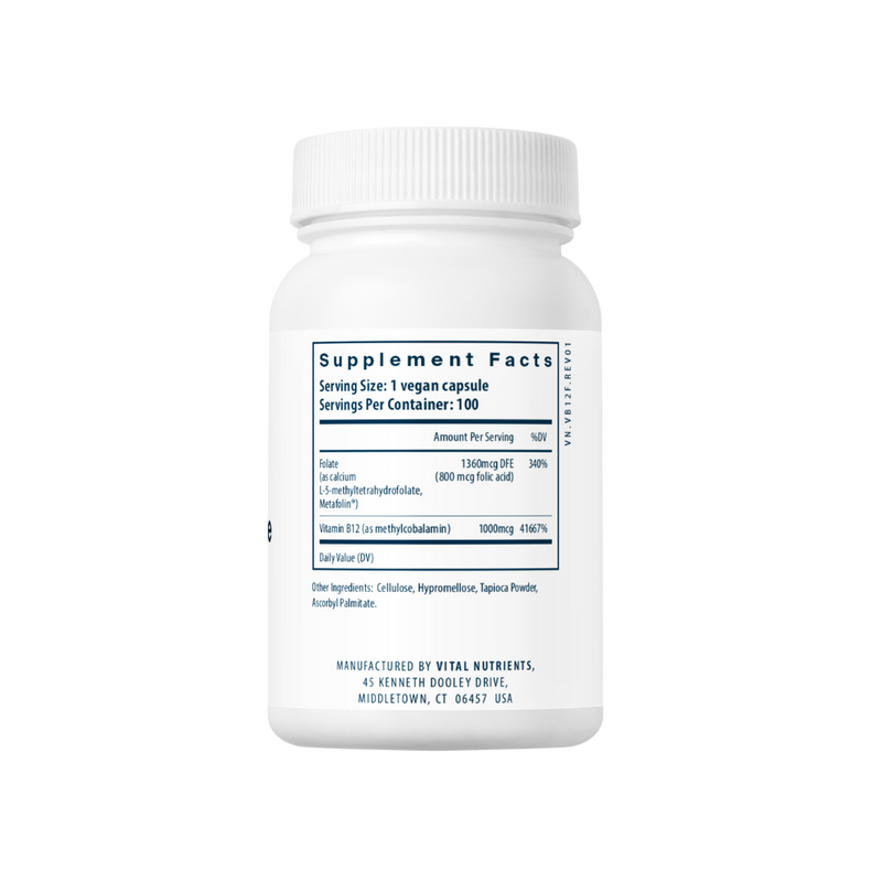 B-12/Methylfolaat 1000mcg/800mcg - 100 Capsules | Vital Nutrients