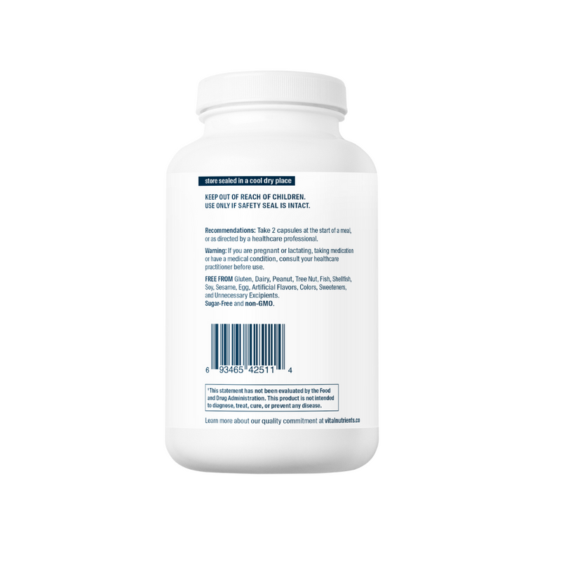 Betain HCl, Pepsin und Enzianwurzel-Extrakt - 225 Kapseln | Vital Nutrients