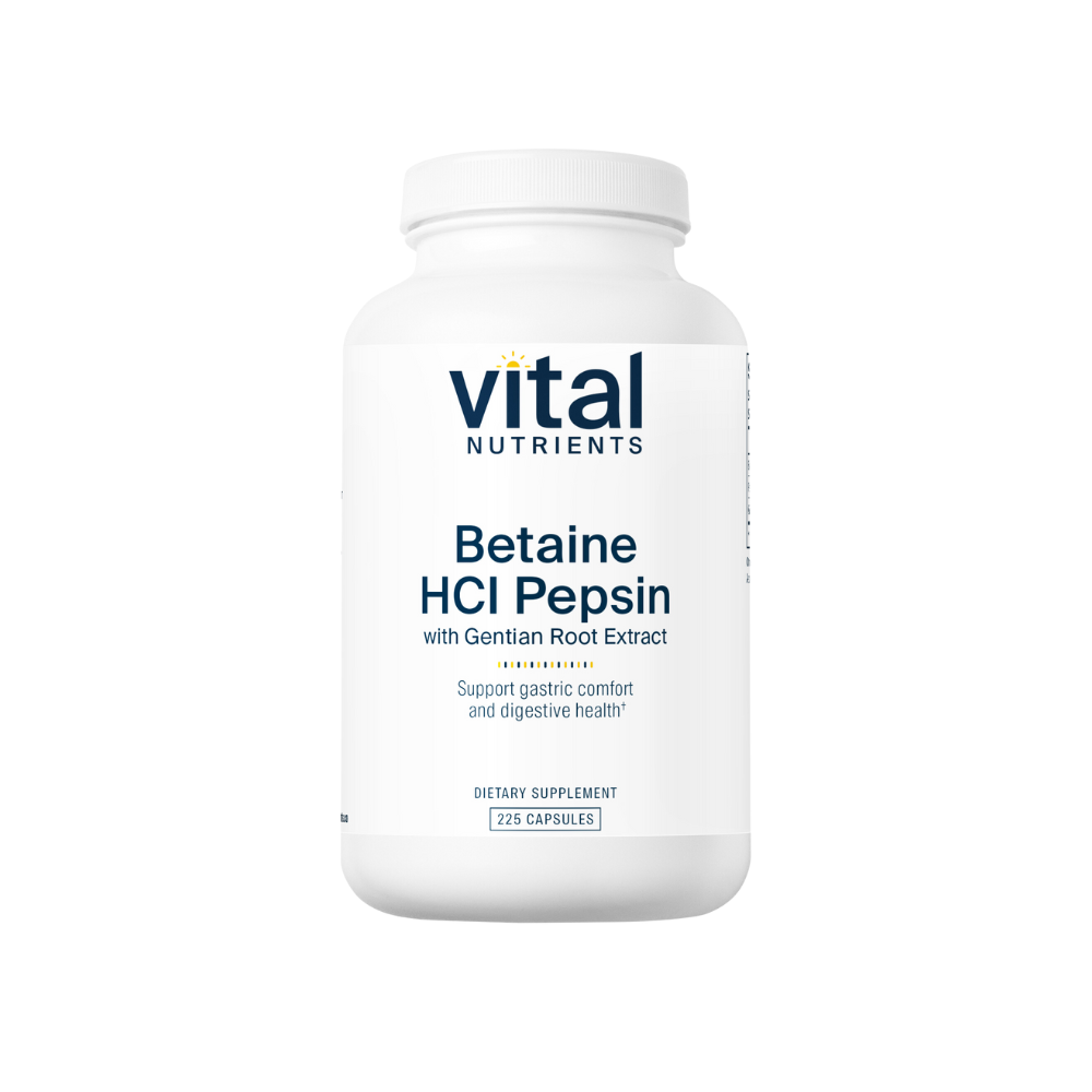 Betaine HCL, Pepsin and Gentian Root Extract - 225 Capsules | Vital Nutrients