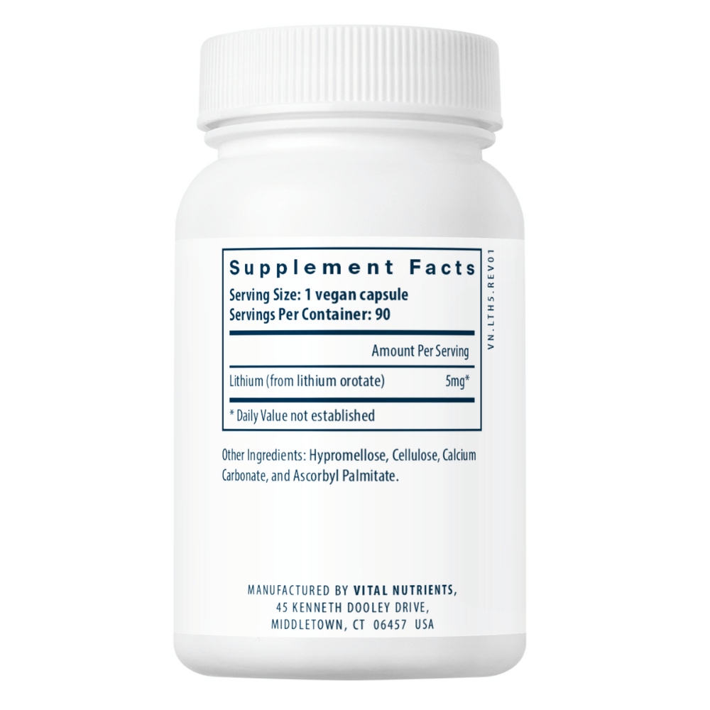 Lithium Orotate 5mg - 90 Capsules | Vital Nutrients