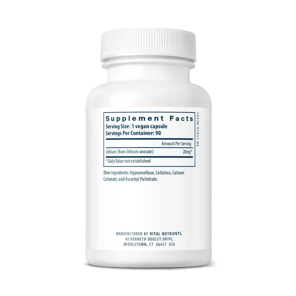 Lithium Orotate 20mg - 90 Capsules | Vital Nutrients