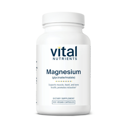 Magnesium (Glycinat og Malat) | 120mg | 100 Kapsler | Vital Nutrients