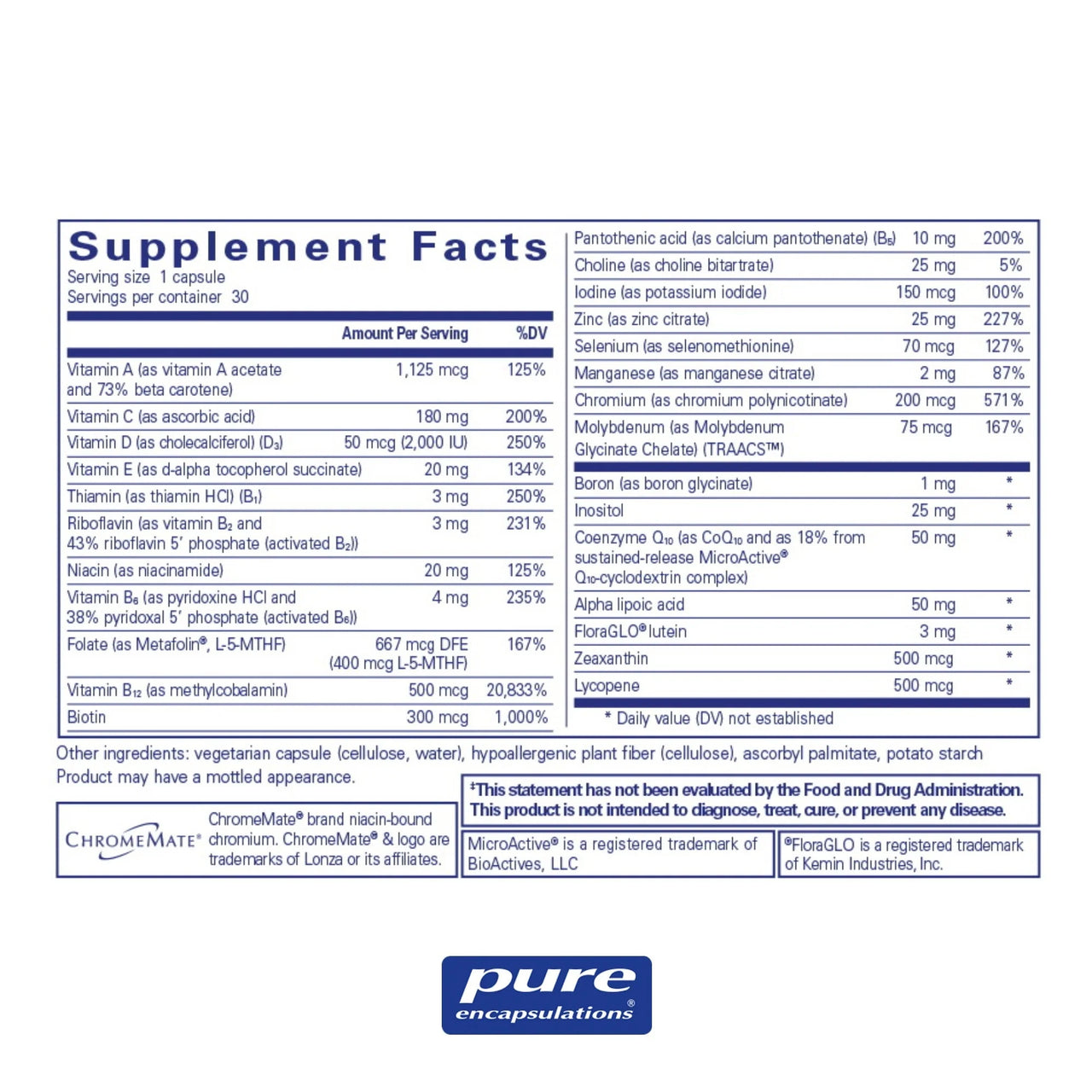 O.N.E. Multivitamin - 30 Capsules | Pure Encapsulations