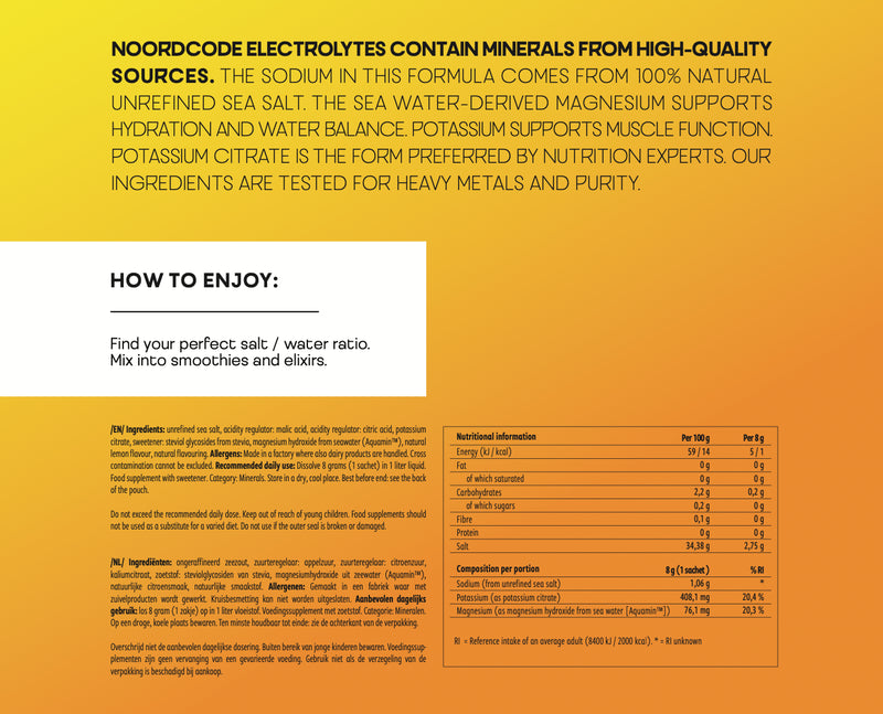 Electrolytes Lemon Orange - 30 Stickpacks | NoordCode