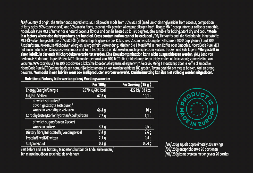 Crèmeux MCT pur - 250g | NoordCode